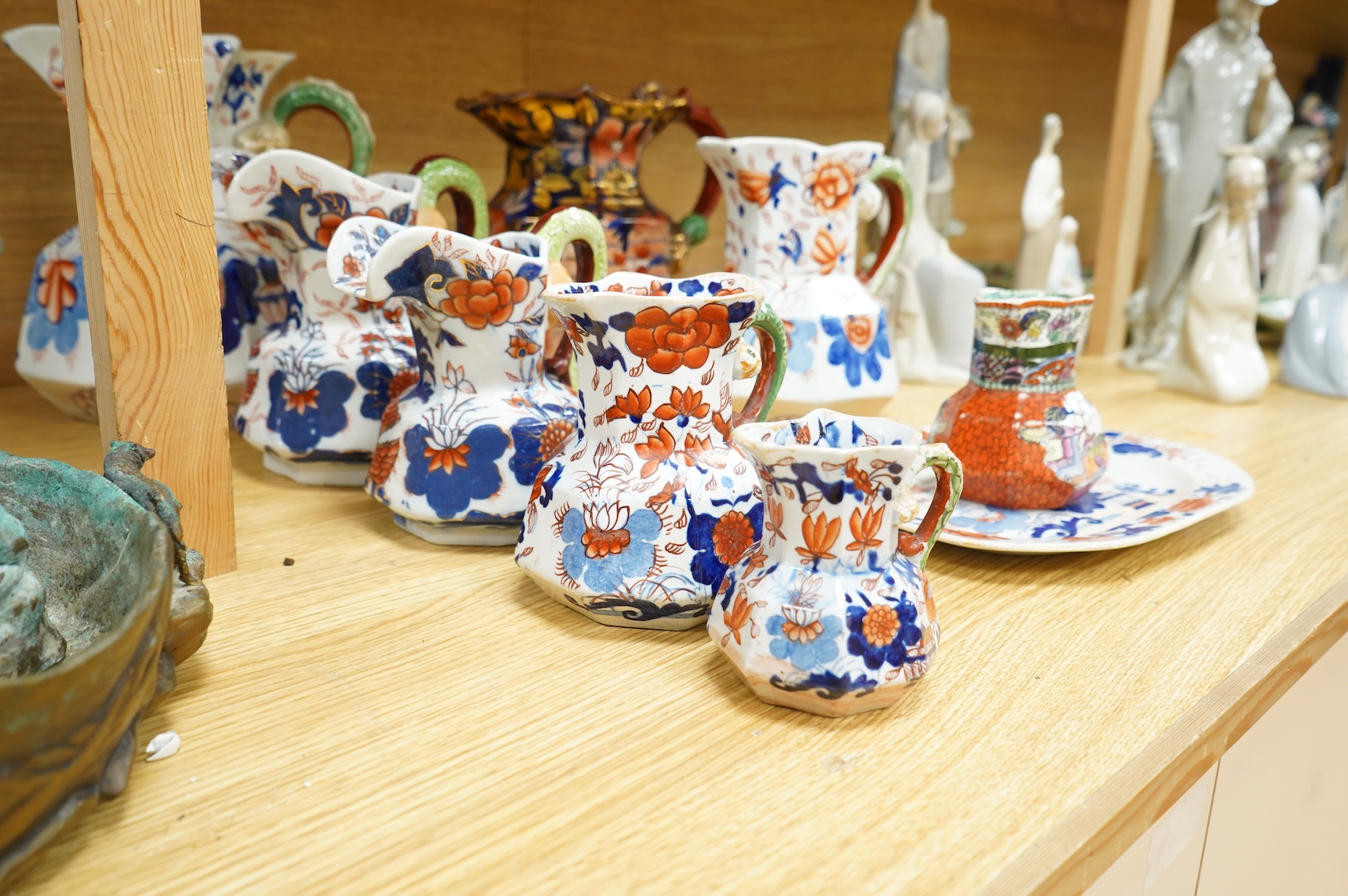 Nine pieces of Masons ironstone to include graduated jugs and a dish, largest 24cm high